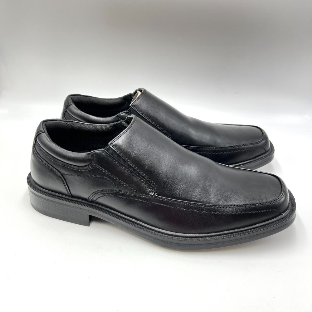 Dockers Mens Size 9.5 Black Faux Vegan Leather Slip On Loafers Dress Shoes